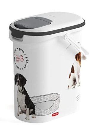 Curver 241103 Contenedor para Pienso Futter-Container 4kg I 10L, weiß/grau/Love Pets Hunde, Polypropylen  