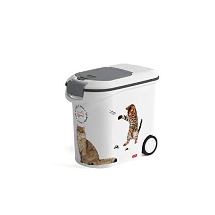 Curver Futter-Container 12kg I 35L, weiß/grau/Love Pets Katzen, 49,3 x 27,8 x 42,5 cm, 241094  